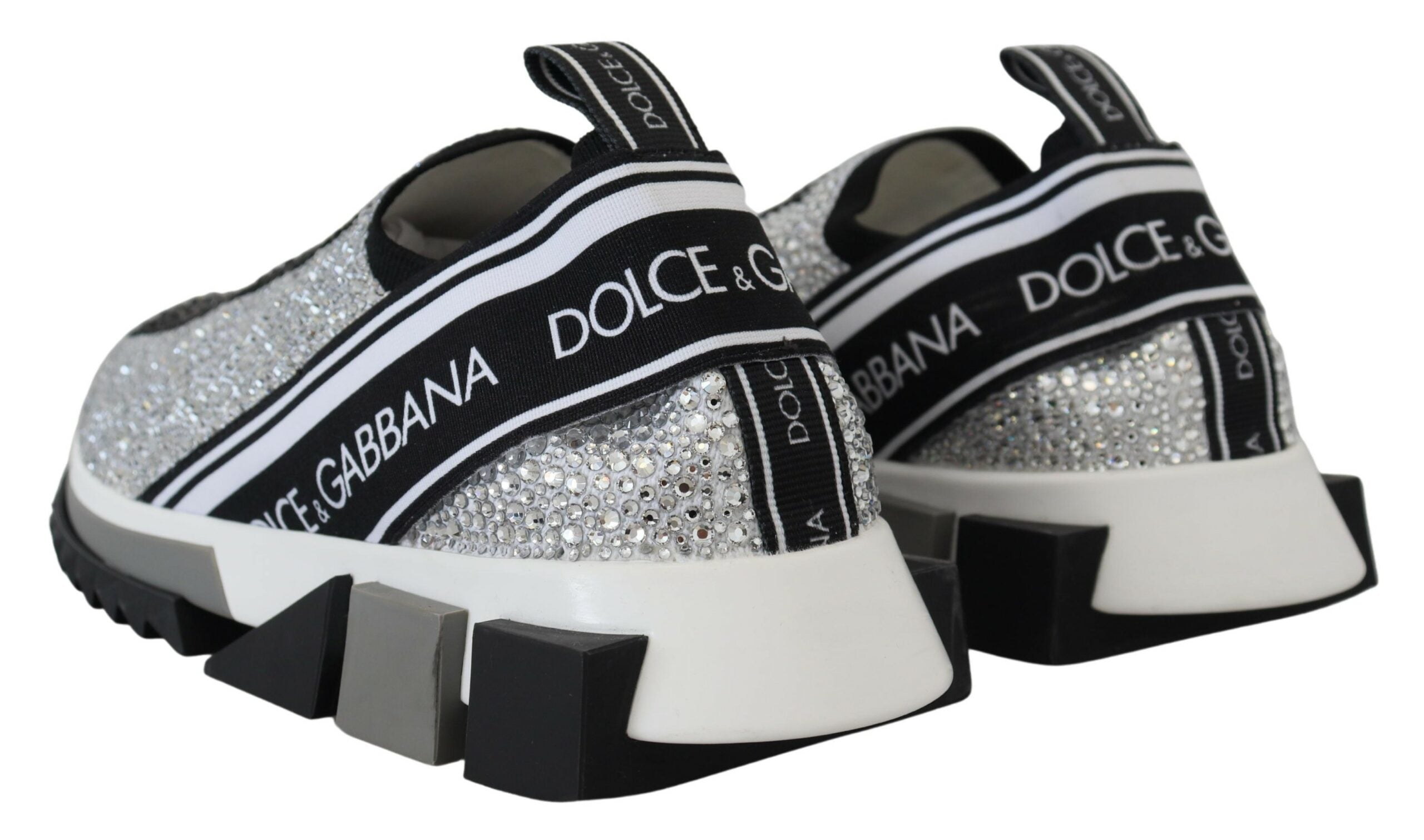 Dolce & Gabbana Dolce & Gabbana Silver Rhinestones Sorrento Sneakers Women's Shoes