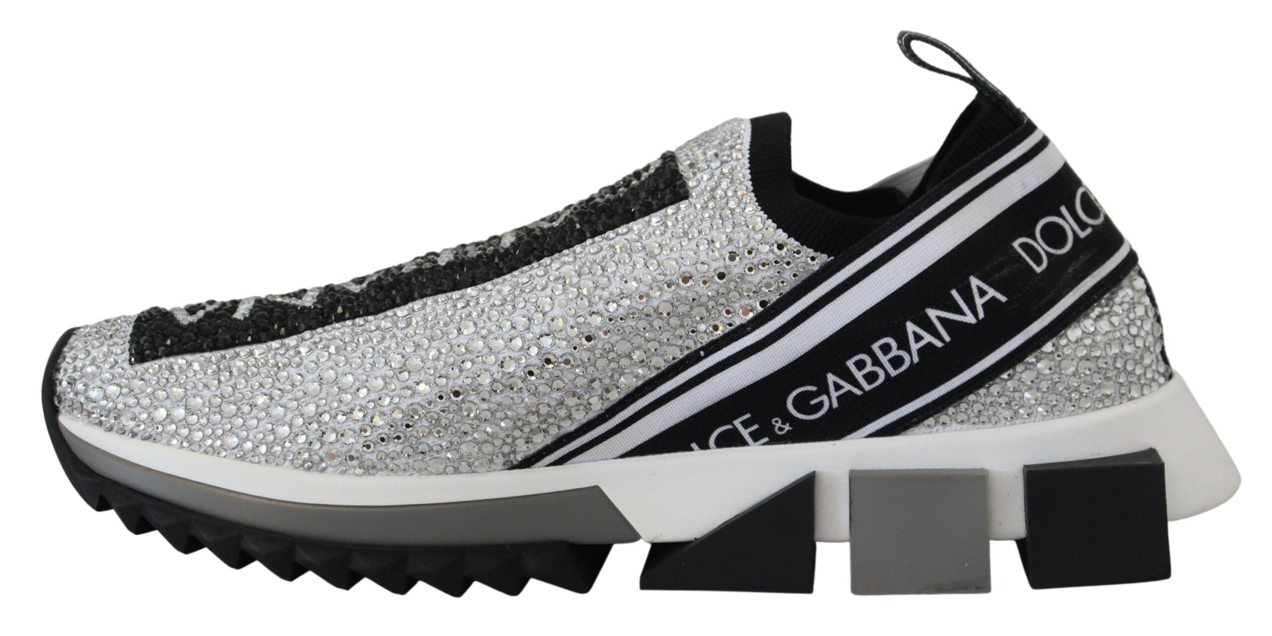 Dolce & Gabbana Dolce & Gabbana Silver Rhinestones Sorrento Sneakers Women's Shoes