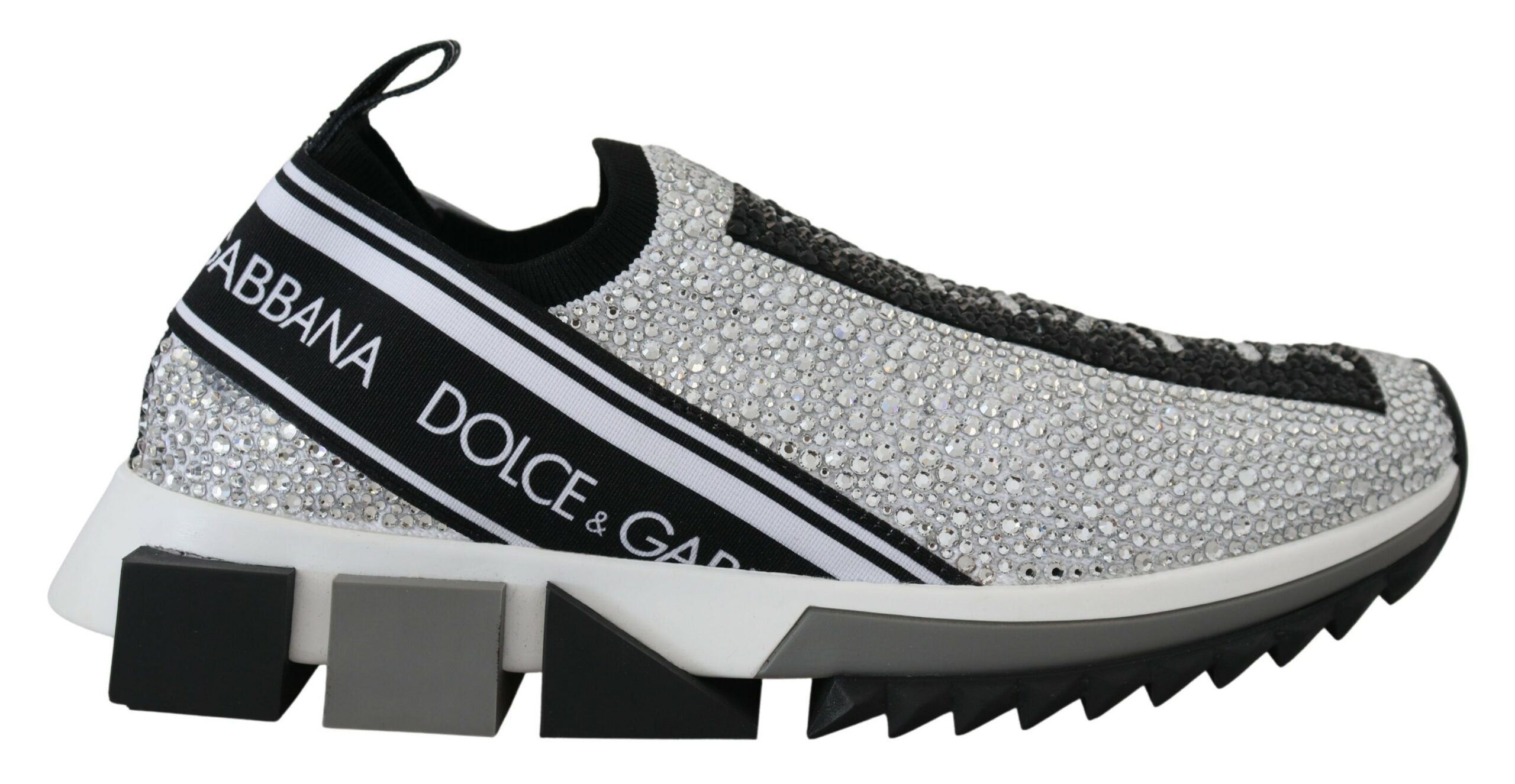 Dolce & Gabbana Dolce & Gabbana Silver Rhinestones Sorrento Sneakers Women's Shoes