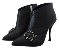 Dolce & Gabbana Black Devotion Quilted Buckled Ankle Boots Women's Shoes