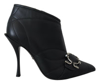 Dolce & Gabbana Black Devotion Quilted Buckled Ankle Boots Women's Shoes