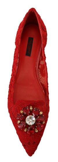 Dolce & Gabbana Dolce & Gabbana Red Taormina Crystals Loafers Flats Women's Shoes