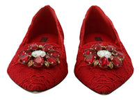 Dolce & Gabbana Dolce & Gabbana Red Taormina Crystals Loafers Flats Women's Shoes