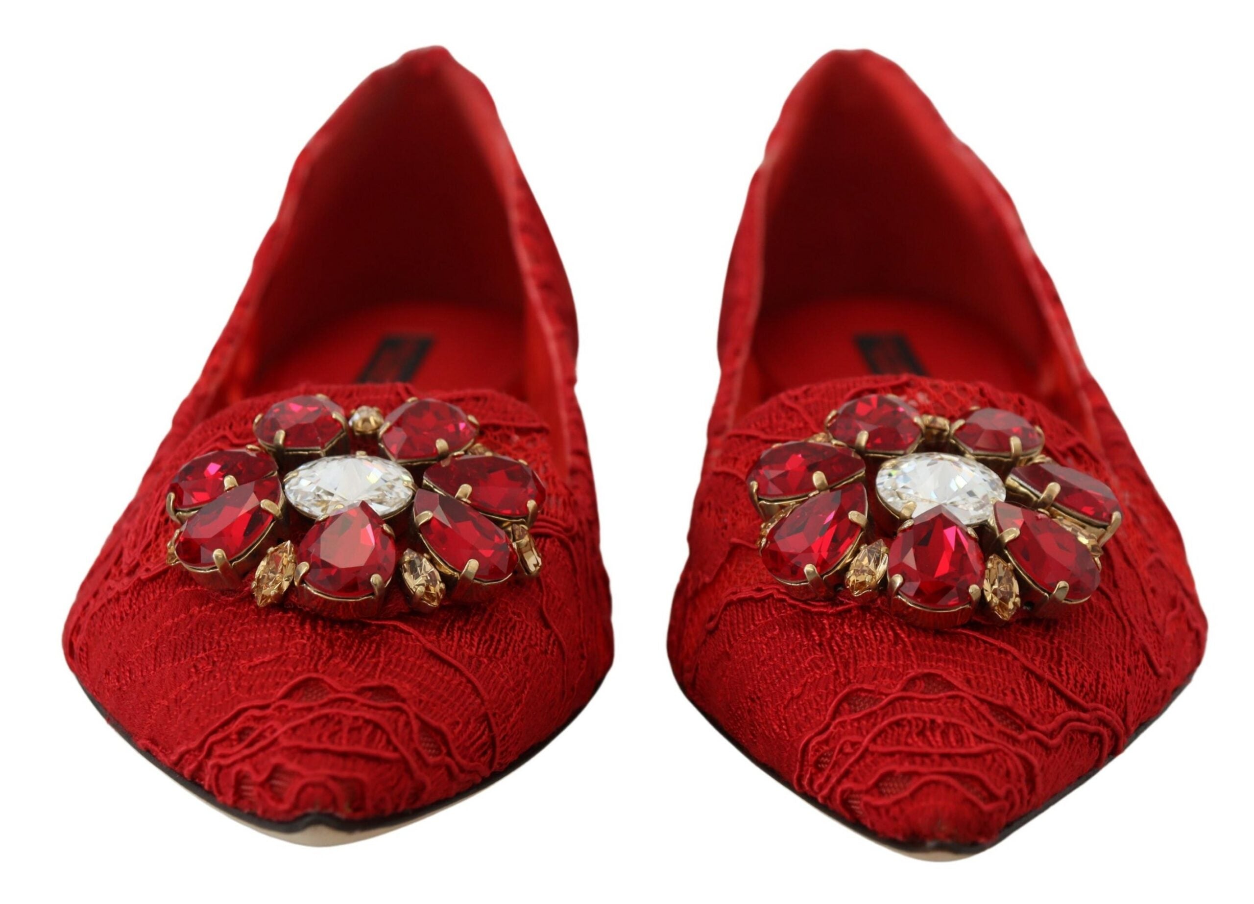 Dolce & Gabbana Dolce & Gabbana Red Taormina Crystals Loafers Flats Women's Shoes