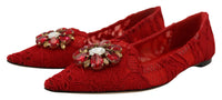 Dolce & Gabbana Dolce & Gabbana Red Taormina Crystals Loafers Flats Women's Shoes