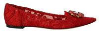 Dolce & Gabbana Dolce & Gabbana Red Taormina Crystals Loafers Flats Women's Shoes