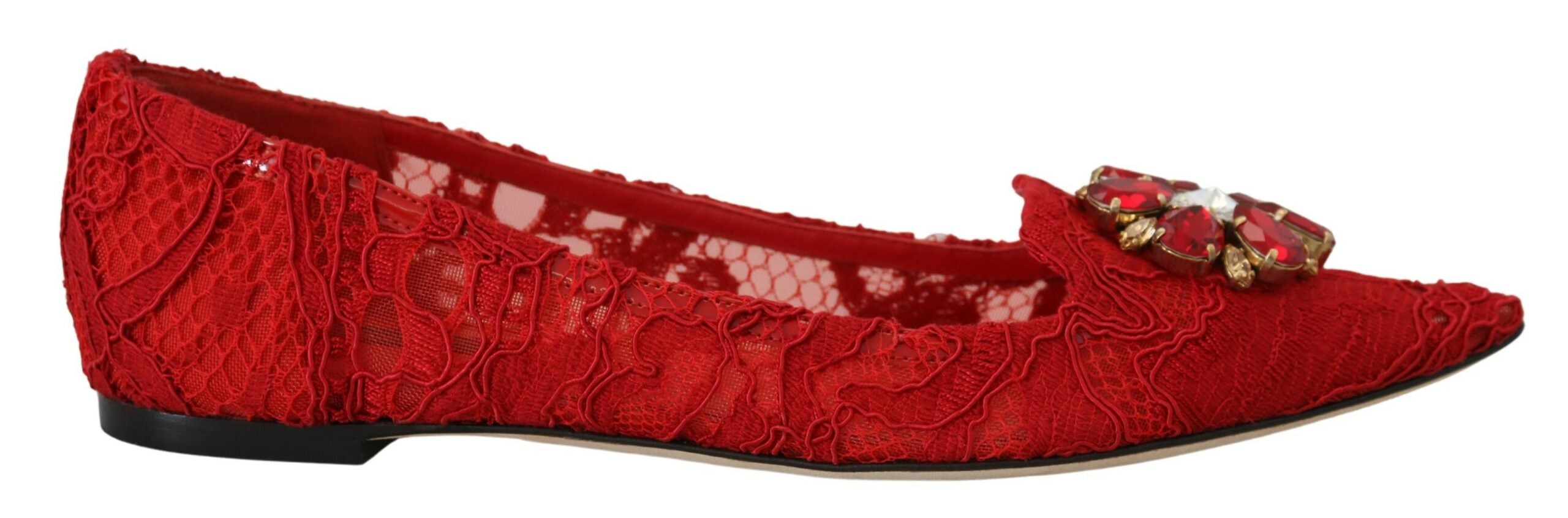 Dolce & Gabbana Dolce & Gabbana Red Taormina Crystals Loafers Flats Women's Shoes