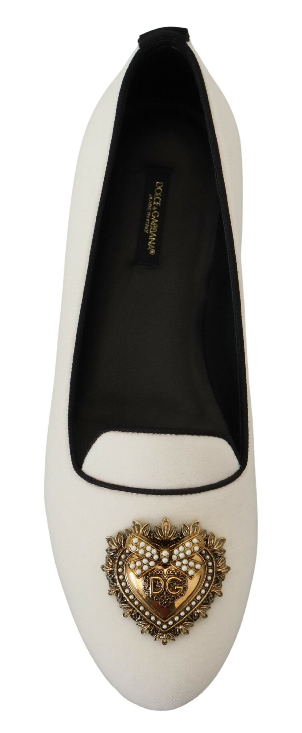 Dolce & Gabbana Dolce & Gabbana White Velvet Slip Ons Loafers Flats Women's Shoes