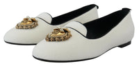 Dolce & Gabbana Dolce & Gabbana White Velvet Slip Ons Loafers Flats Women's Shoes