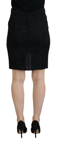 Dolce & Gabbana Black Brocade Mini Above Knee Pencil Women's Skirt