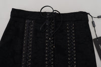 Dolce & Gabbana Black Brocade Mini Above Knee Pencil Women's Skirt