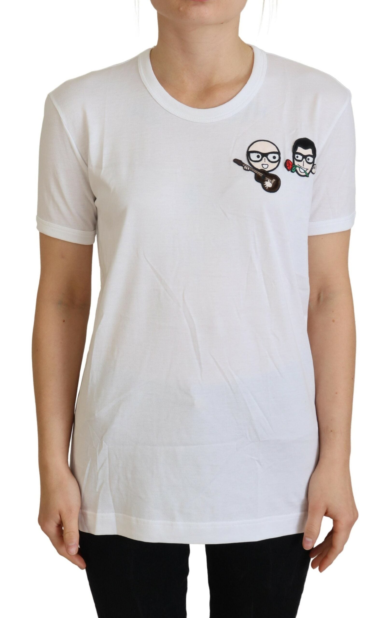Dolce & Gabbana Dolce & Gabbana White #dgfamily Crewneck Cotton Women's T-shirt