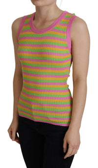 Dolce & Gabbana Multicolor Silk Vest Pullover Tank Women's Top
