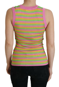 Dolce & Gabbana Multicolor Silk Vest Pullover Tank Women's Top