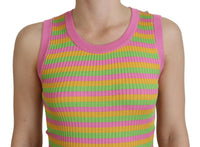 Dolce & Gabbana Multicolor Silk Vest Pullover Tank Women's Top