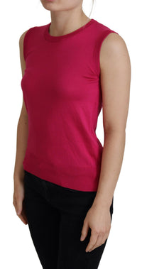 Dolce & Gabbana Pink Silk Vest Pullover Crewneck Tank Women's Top
