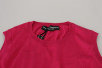 Dolce & Gabbana Pink Silk Vest Pullover Crewneck Tank Women's Top