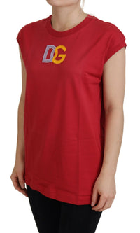 Dolce & Gabbana Red Cotton DG Logo Tank Top Women's T-shirt