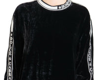 Dolce & Gabbana Black Velvet Crewneck Pullover Women's Sweater