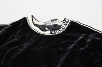 Dolce & Gabbana Black Velvet Crewneck Pullover Women's Sweater