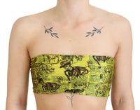 John Galliano Yellow Newspaper Print Cropped Women's Blouse