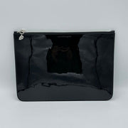 Alexander McQueen Women's Black Patent Leather Skull Charm Large Pouch