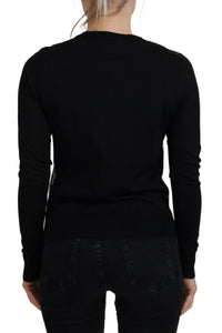 Dolce & Gabbana Black Floral Lace Button Cardigan Women's Sweater