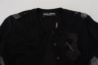 Dolce & Gabbana Black Floral Lace Button Cardigan Women's Sweater