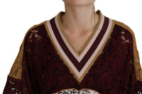 Dolce & Gabbana Multicolor Lace V-neck Pullover Women's Sweater