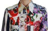 Dolce & Gabbana Multicolor Floral Cotton Collared Blouse Women's Top