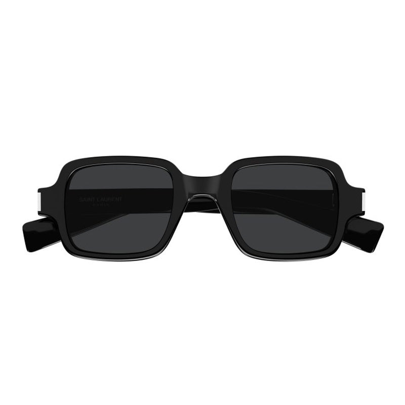Saint Laurent Sunglasses Square Full Rim, Shiny Black Frame and Grey Lens SL720001