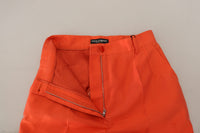 Dolce & Gabbana Orange Silk High Waist Cropped Women's Pants