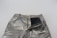 Dolce & Gabbana Metallic Silver High Waist Skinny Women's Pants