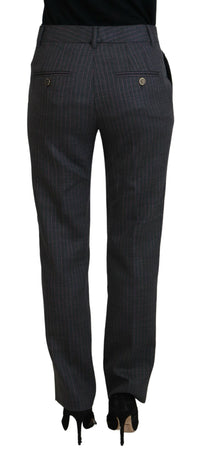 Dolce & Gabbana Gray Stripes Wool Tapered Women Women's Pants