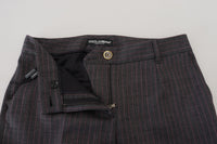 Dolce & Gabbana Gray Stripes Wool Tapered Women Women's Pants