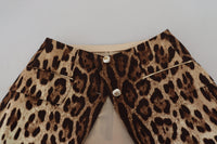 Dolce & Gabbana Brown Leopard Print Wool A-line Mini Women's Skirt