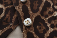 Dolce & Gabbana Brown Leopard Print Wool A-line Mini Women's Skirt