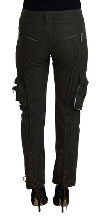 Ermanno Scervino Green Lace Up Leg Women Tapered Women's Pants