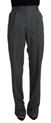 Dolce & Gabbana Gray High Waist Women Wool Women's Pants