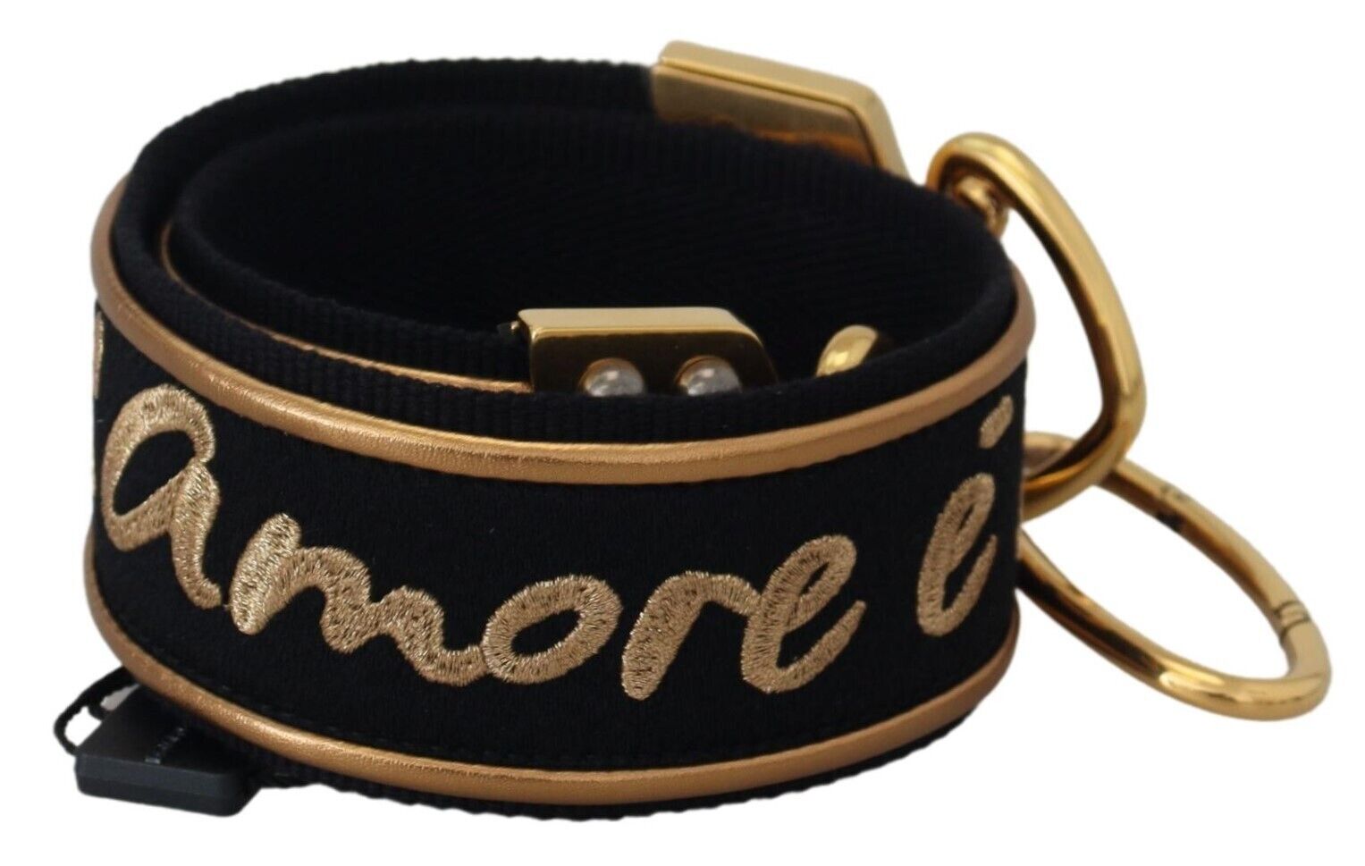Dolce & Gabbana Dolce & Gabbana Black Gold Logo Print Brass Bag Shoulder Women's Strap