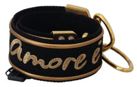 Dolce & Gabbana Dolce & Gabbana Black Gold Logo Print Brass Bag Shoulder Women's Strap