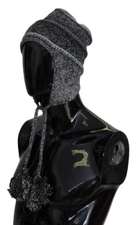 Dolce & Gabbana Gray Warm Fleece Ear Flaps Knit Beanie Men's Hat