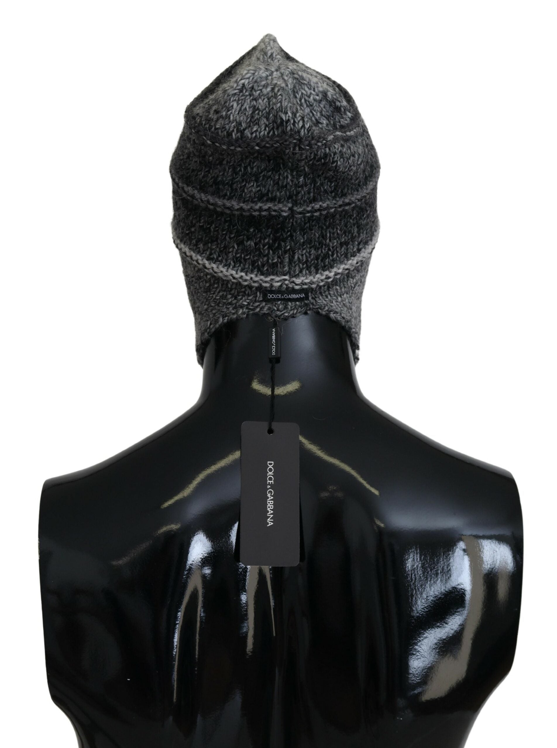 Dolce & Gabbana Gray Warm Fleece Ear Flaps Knit Beanie Men's Hat
