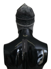 Dolce & Gabbana Gray Warm Fleece Ear Flaps Knit Beanie Men's Hat