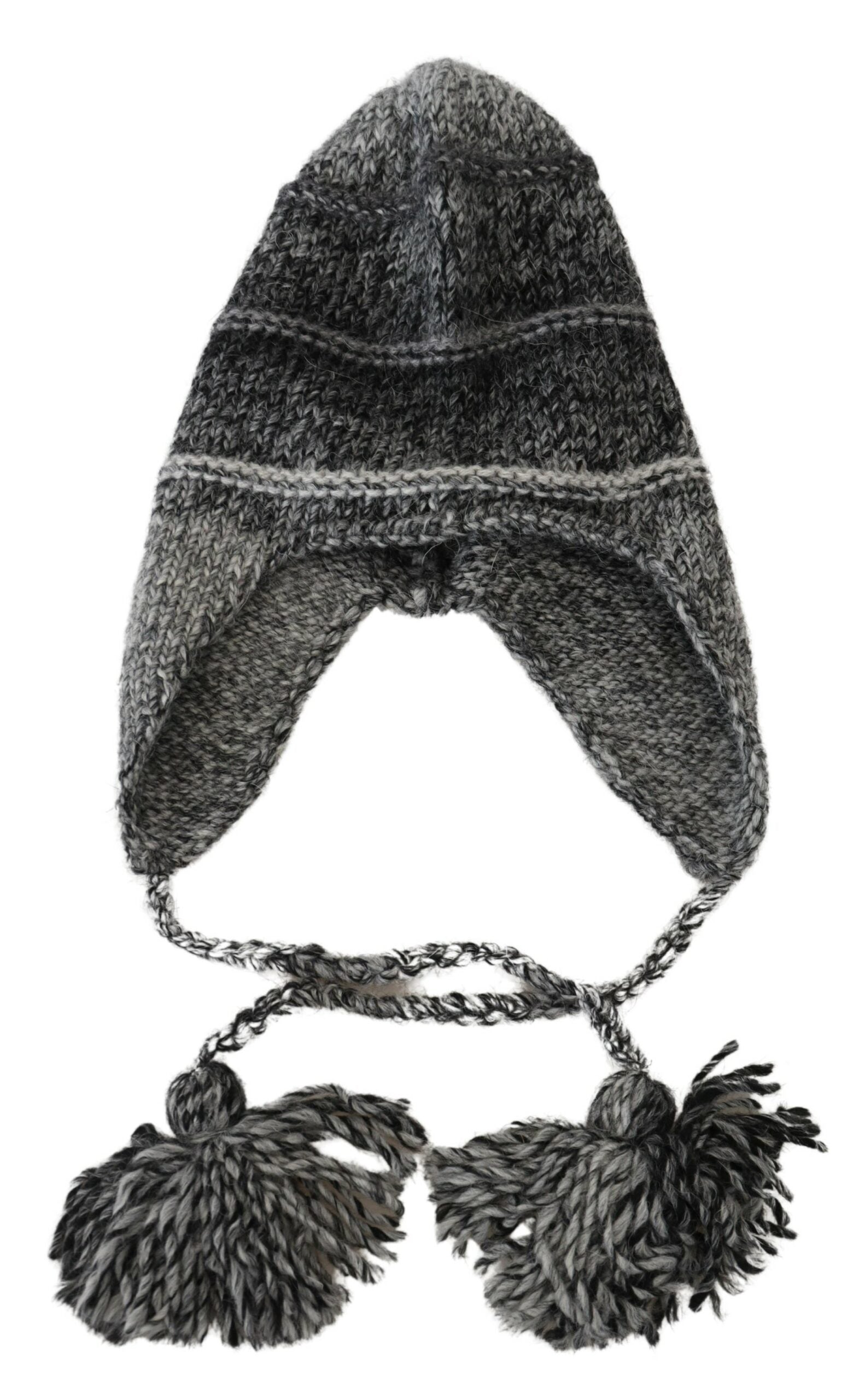 Dolce & Gabbana Gray Warm Fleece Ear Flaps Knit Beanie Men's Hat