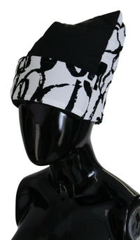 Dolce & Gabbana White Printed Nylon Women Winter Beanie Cap Women's Hat