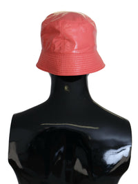 Dolce & Gabbana Peach Quilted Faux Leather Women Bucket Cap Women's Hat