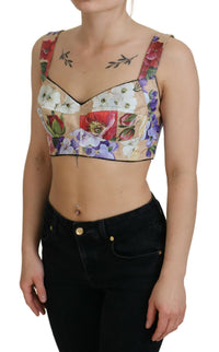 Dolce & Gabbana Multicolor Floral Cropped Bustier Corset Women's Top