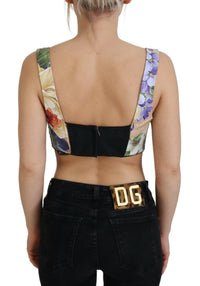 Dolce & Gabbana Multicolor Floral Cropped Bustier Corset Women's Top