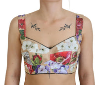 Dolce & Gabbana Multicolor Floral Cropped Bustier Corset Women's Top